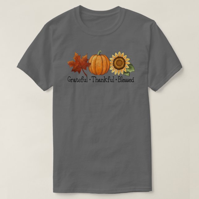Tack och lov, välsignad solros Löv Pumpkin A T Shirt (Design framsida)