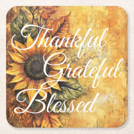 Tack och lov, välsignad Thanksgiving, höst Underlägg Papper Kvadrat
