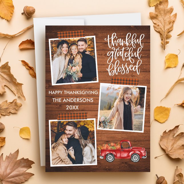 Tack och lov, välsignad Thanksgiving i Lastbil Pla Julkort (Customize to add text to back of card.)