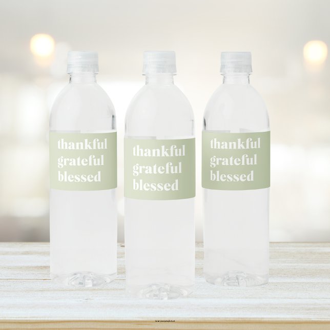 Tack och lov välsignad | Thanksgiving Offert Vattenflaskor Etikett (Skapare uppladdad)