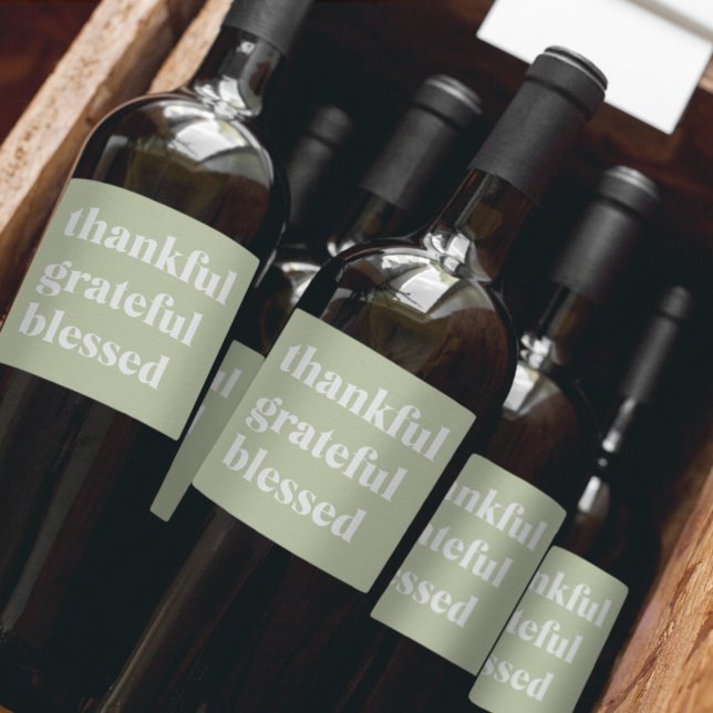 Tack och lov välsignad | Thanksgiving Offert Vinflaska Etikett (Skapare uppladdad)