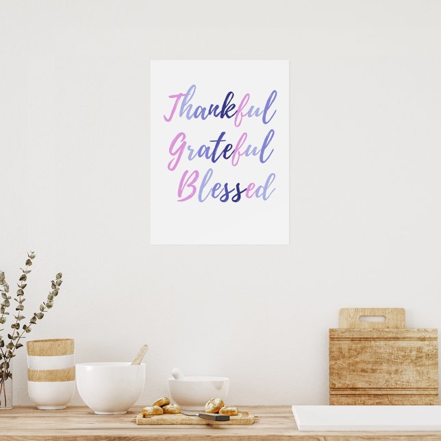 Tack och lov, välsignad Thanksgiving Poster (Thankful Grateful Blessed Thanksgiving Poster)