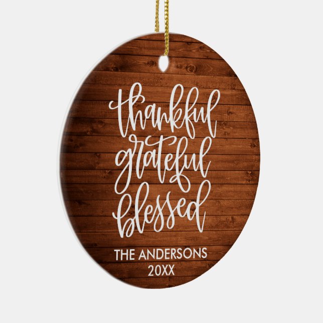 Tack och lov, välsignad Wood PHOTO BAK Julgransprydnad Keramik (Höger)