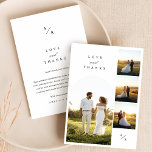 Tack- och tackkort för Kärlek och Bröllop Tack Kort<br><div class="desc">Visa tacksamhet med vårt Kärlek och tack till Bröllop Photo Tackto You Card. Den här eleganten har en kollage med dina omhuldade bröllop-foton på framsidan, parade med ett meddelande på baksidan. Det svarta och vita, dubbla-sidiga kortet blandar rustiskt och modernt inslag, perfekt för natur- eller destinationsbröllop. Dess enkla estetiska och...</div>