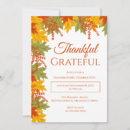 Tack och tacksamhet för Höst löv Thanksgiving Inbjudningar