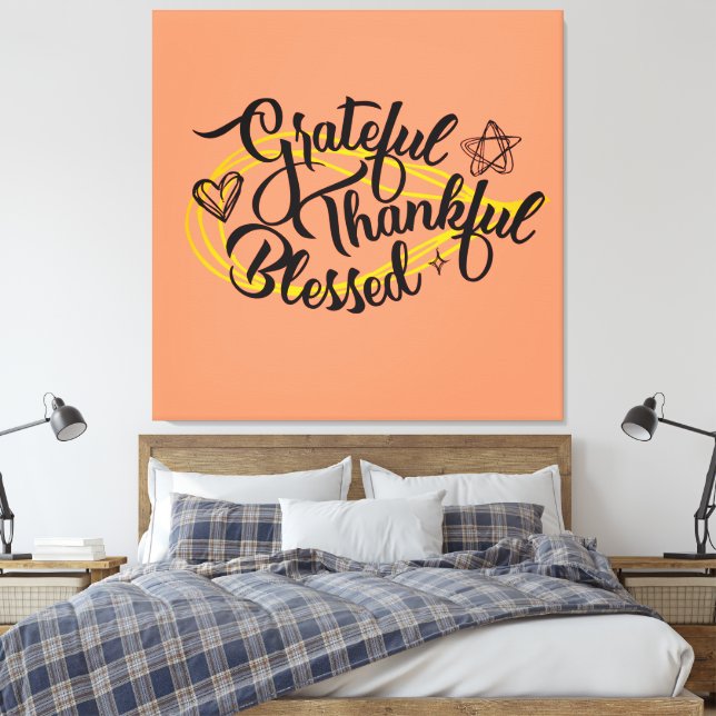 Tack och tacksamma gåvor för välsignad Thanksgivin Canvastryck (Insitu (sovrum))