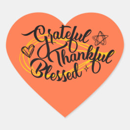 Tack och tacksamma gåvor för välsignad Thanksgivin Hjärtformat Klistermärke