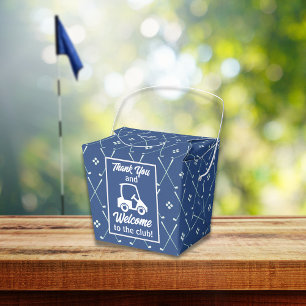 Tack och Välkommen Golf Cart Blue Mönster Presentaskar