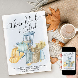 Tack och välsignad Land Pumpkin Boy Gravid Meddelande