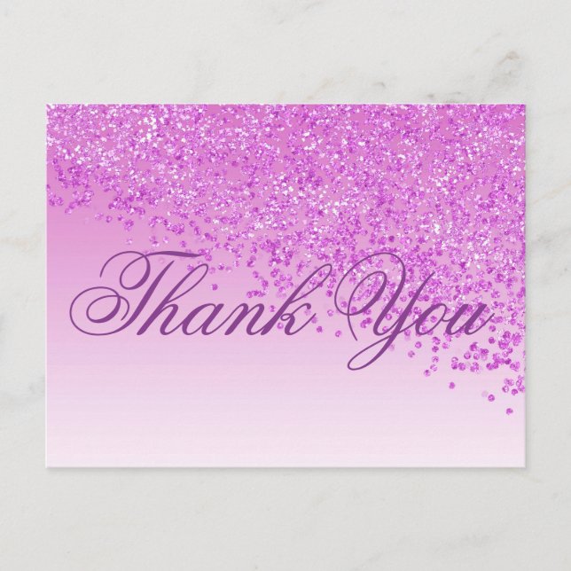 Tack om Rosa Shades ro Glitter Vykort (Framsida)