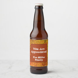 Tack Orange Färg hösten Ölflaska Etikett