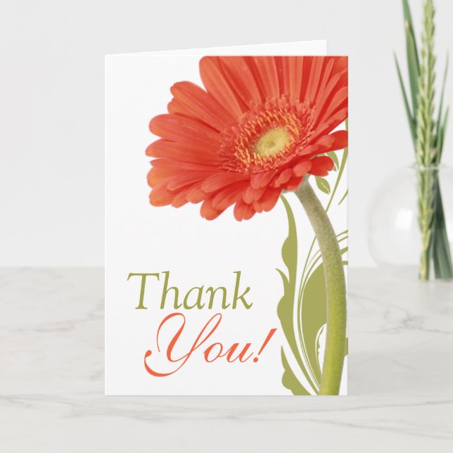 Tack | Orange Gerbera Daisy Kort (Framsida)