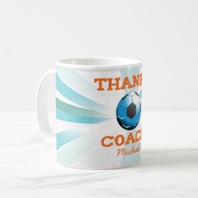 Tack, Orange på Teal, Blue Starburs Kaffemugg (Framsida vänster)