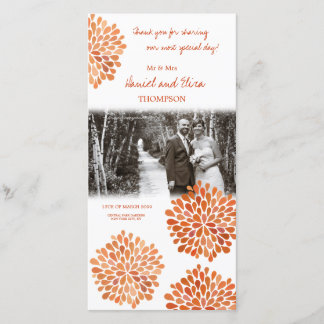 Tack Orangens höstblommor Bröllop fotot Kort