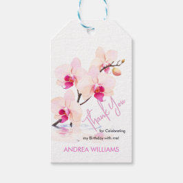 Tack, Orchid Flower-Blommar 60:e födelsedagen Presentetikett