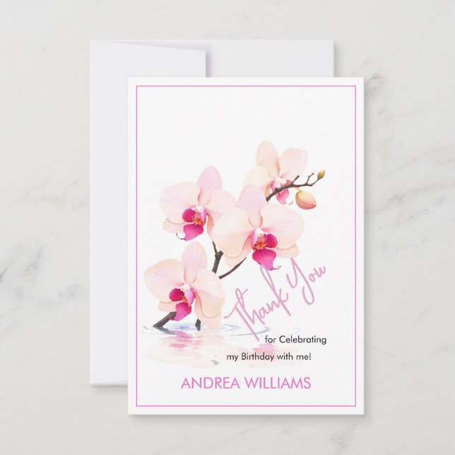 Tack, Orchid Flower-Blommar 60:e födelsedagen Tack Kort (Framsida)