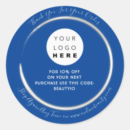 Tack Order Anpassningsbar Logotyp Namn rabattblått Runt Klistermärke