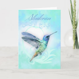 Tack på arabiska - vattenfärgsHummingbird Card Kort