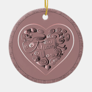 Tack på dammig rosa prydnad julgransprydnad keramik