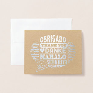 Tack på många språk (Foil Greeting Card) Folierat Kort