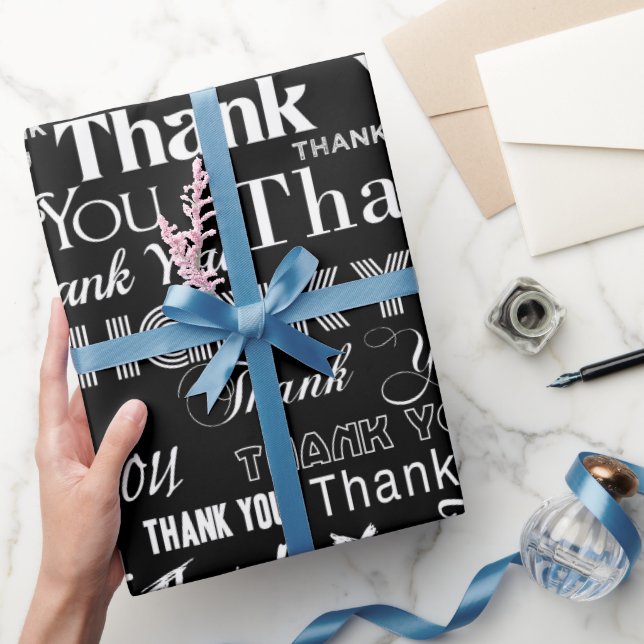 Tack (på svart) presentpapper (Gifting)