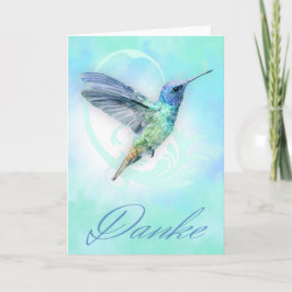 Tack på tyska - Vattencolor Hummingbird Card Kort