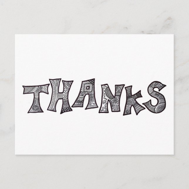 Tack på vykort i svartvitt (Framsida)