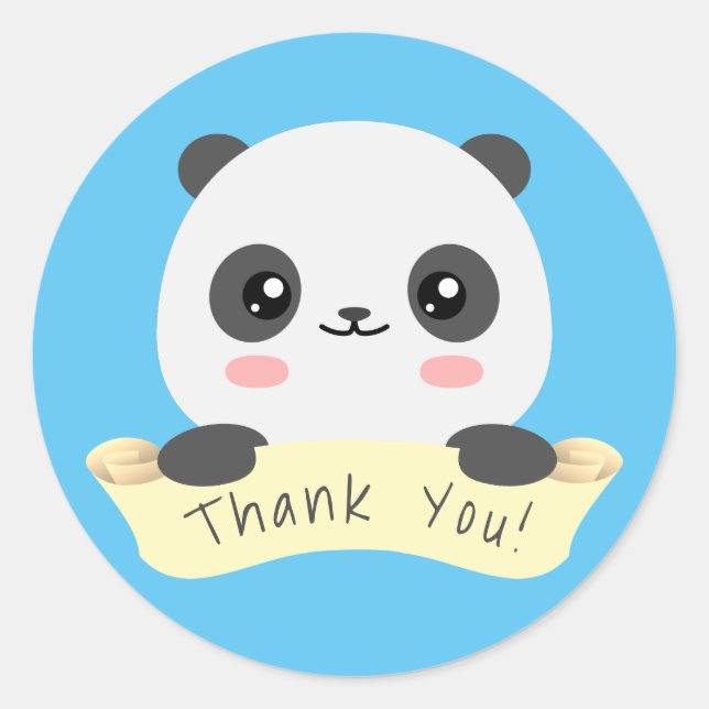 Tack Panda Runt Klistermärke (Framsida)
