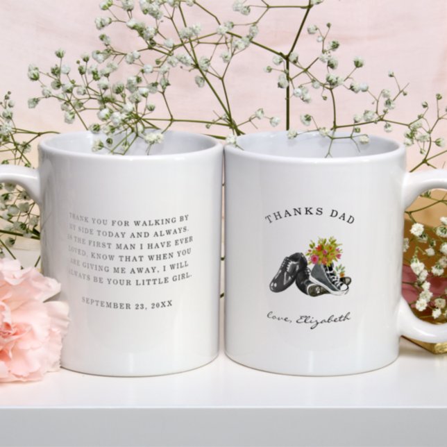 Tack Pappa | Går vid min sida Akvarellskor Kaffemugg (Skapare uppladdad)