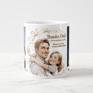 Tack Pappa - Golden Swirls & Kärlek Jumbo Far Mugg