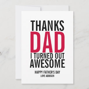Tack, Pappa.. Jag stängde ut Fantastisk Fars dag-k Tack Kort
