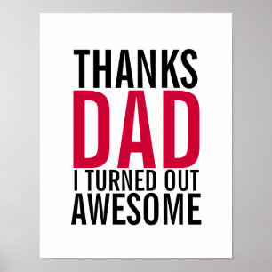 Tack Pappa. Jag stängde ut Fantastisk Fars dag-Pos Poster