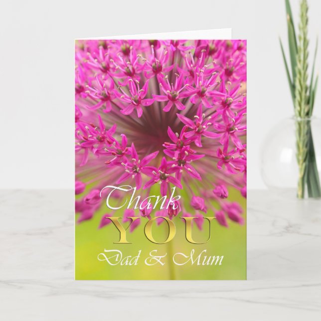 Tack Pappa & Morsa, lila blomma nära. Kort (Framsida)