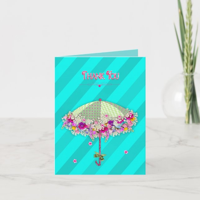 Tack - Paraply/Flowers Kort (Framsida)