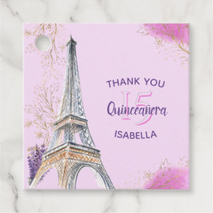 Tack Paris Eiffel Torn Rosa Quinceanera Gåvor Etiketter