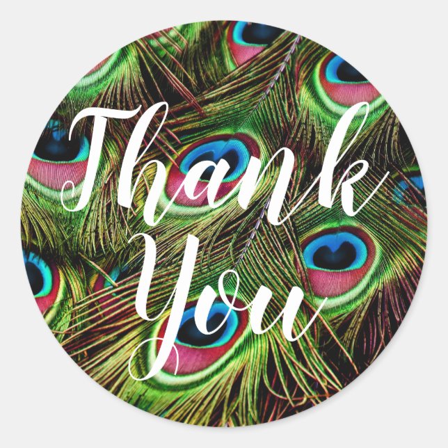 Tack Pärlfågelsfjäderdekaler Runt Klistermärke (Framsida)