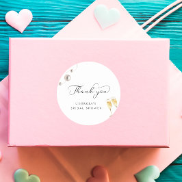 Tack Pärlor och Prosecco Bröllopsfest Runt Klistermärke