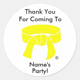 Tack Party Sticker Martial Arts gult anpassningsba Runt Klistermärke