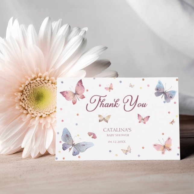Tack Pastel Butterfly Baby Shower Card Kort (Skapare uppladdad)
