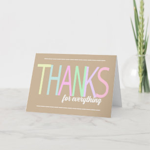 Tack Pastel Colorful Text på Khaki Kort