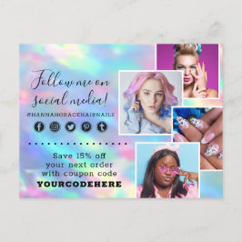 Tack Pastel Rainbow Swash Chic Logotyp 4-Foto Vykort