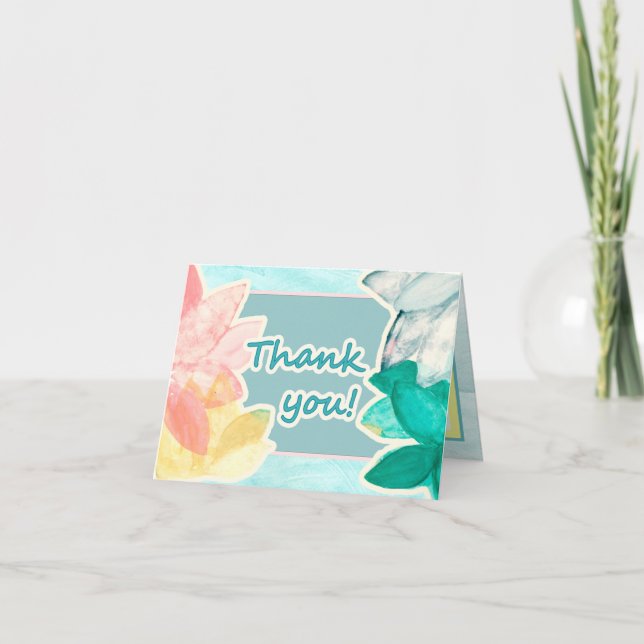 Tack - Pastel Tropical Löv och Vågar (Framsida)