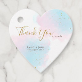 Tack Pastel Watercolor/Namn/Date Bröllop Heart Gåvor Etiketter