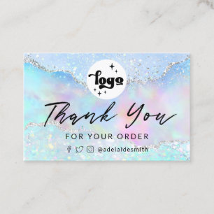 Tack, pastellfaux glitter visitkort