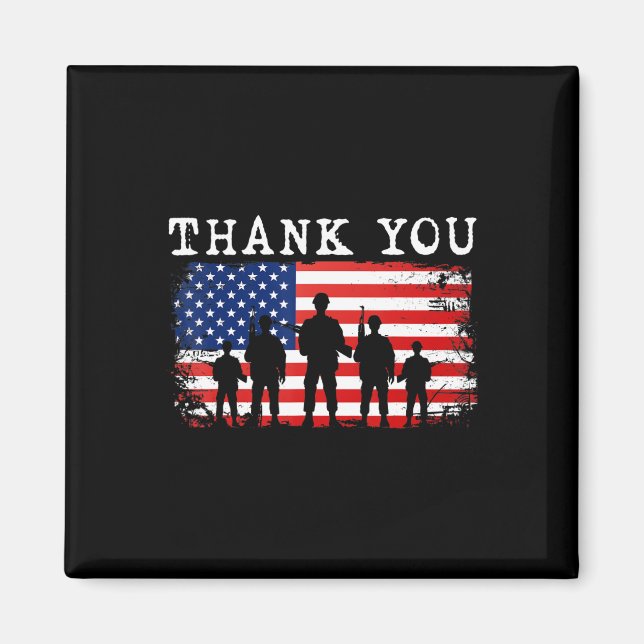 Tack Patriotic Veteran Memorial Day 4th of Ju Magnet (Framsidan)