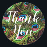 Tack Peacock Feather Stickers Runt Klistermärke<br><div class="desc">Tack för att du Peacock Feathers Stickers</div>
