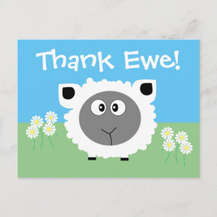 Tack Personlig Cute Funny Sheep Daisy Vykort