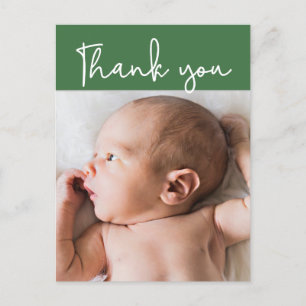 Tack Personlig Grön Modern Baby Pojke Meddelande Vykort