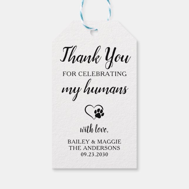 Tack Personlig Pet Hund Treat Wedding Favor Presentetikett (Baksidan)