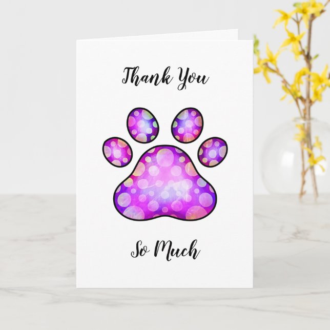 Tack Pet Hund Watercolor Card Kort (Gul blomma)